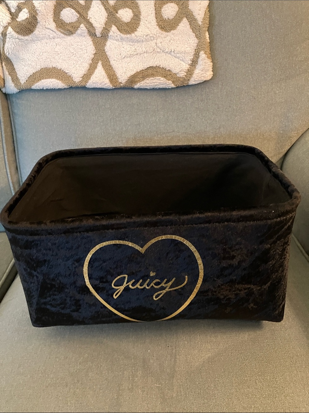 ✨Juicy Couture crushed velvet dorm storage bin organizer NWT